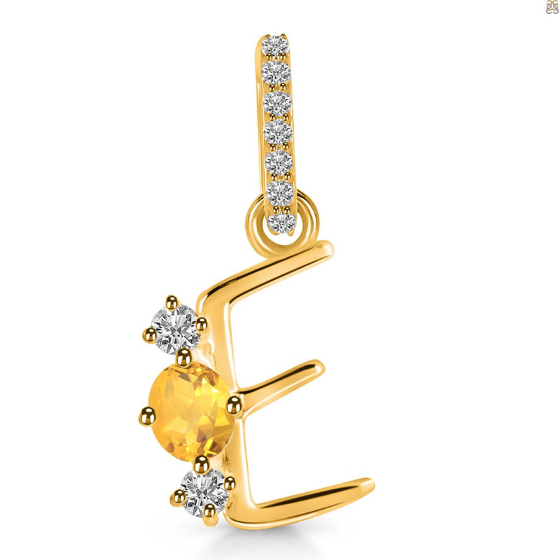Citrine & White Topaz Alphabet E Pendant CIT-RDA-83.