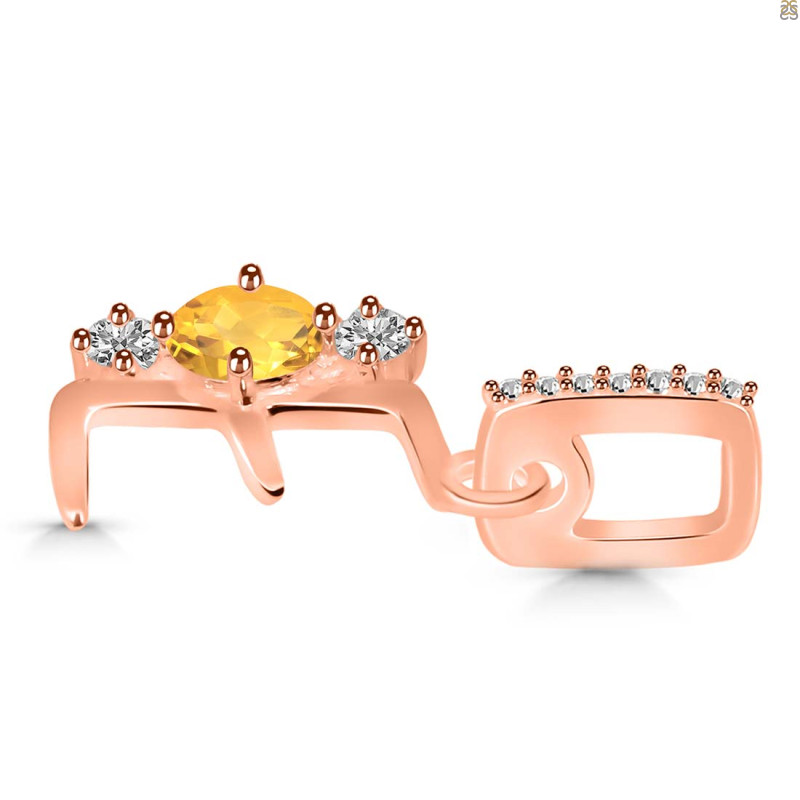 Citrine & White Topaz Alphabet E Pendant CIT-RDA-83.