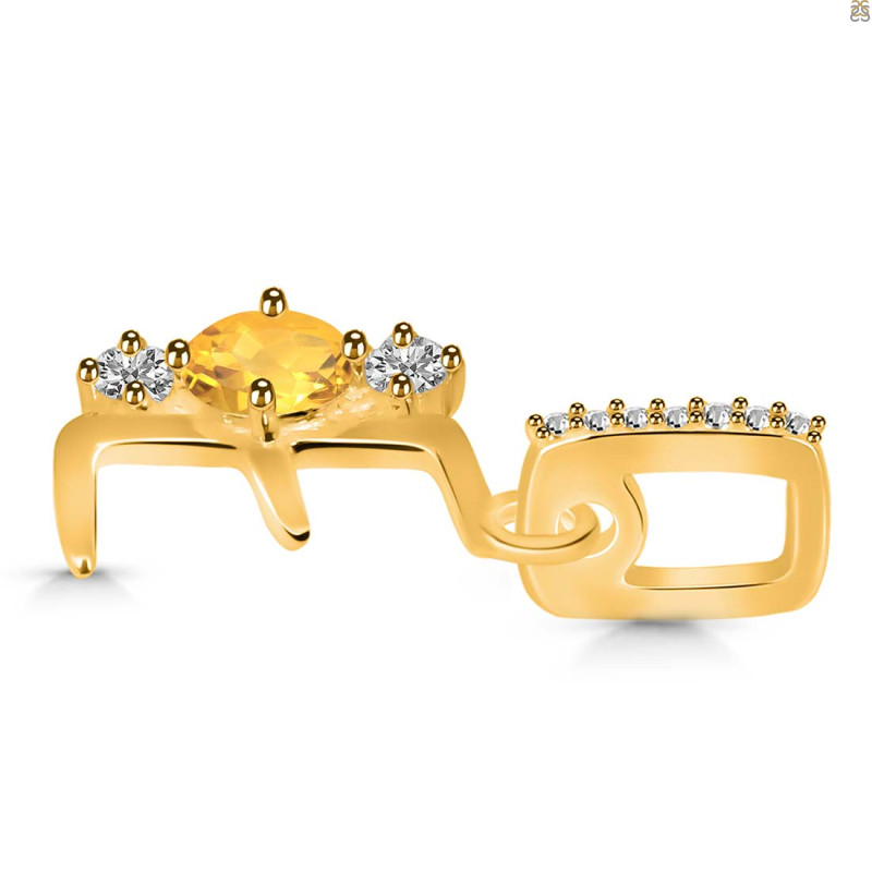 Citrine & White Topaz Alphabet E Pendant CIT-RDA-83.