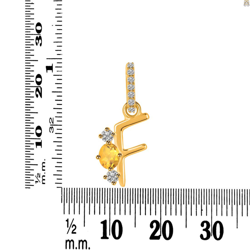 Citrine & White Topaz Alphabet F Pendant CIT-RDA-84.