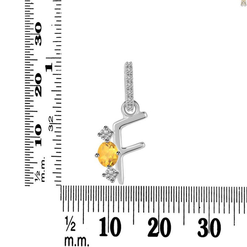 Citrine & White Topaz Alphabet F Pendant CIT-RDA-84.