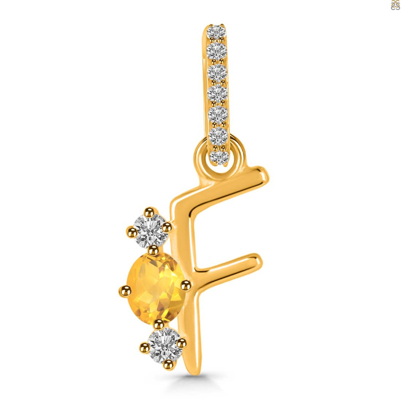 Citrine & White Topaz Alphabet F Pendant CIT-RDA-84.