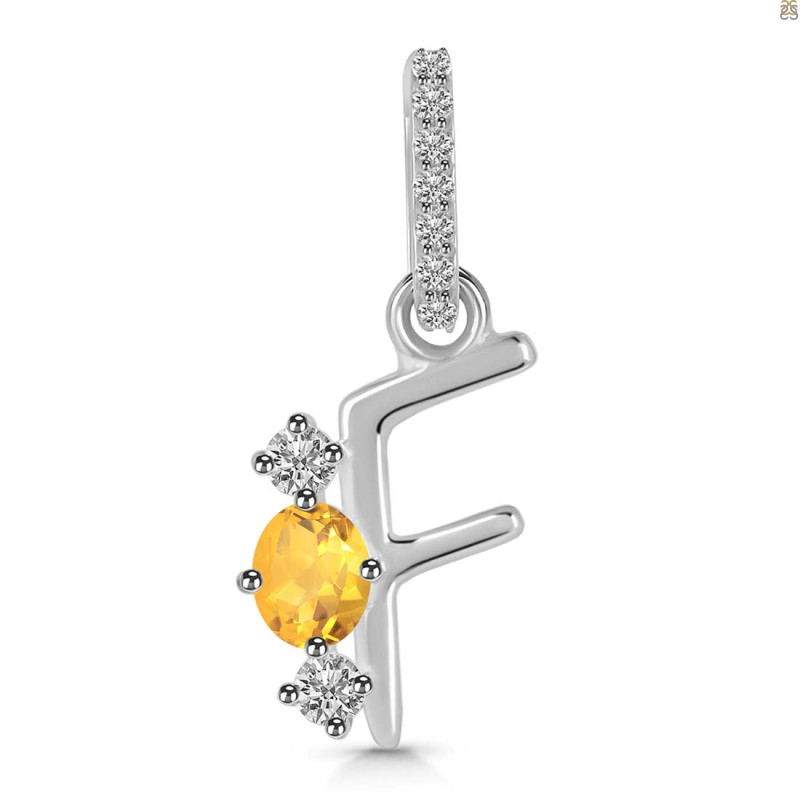 Citrine & White Topaz Alphabet F Pendant CIT-RDA-84.