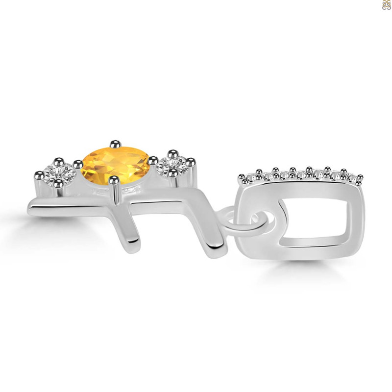 Citrine & White Topaz Alphabet F Pendant