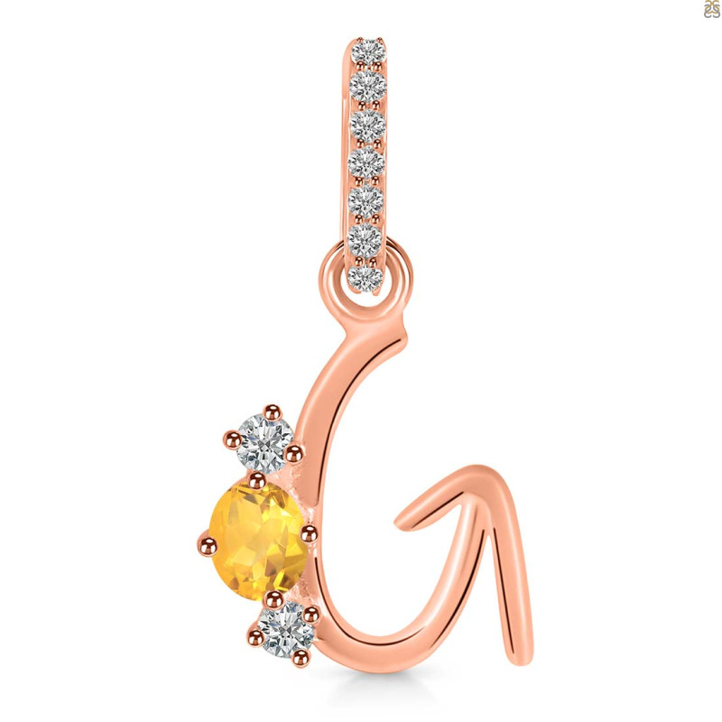 Citrine & White Topaz Alphabet G Pendant CIT-RDA-85.