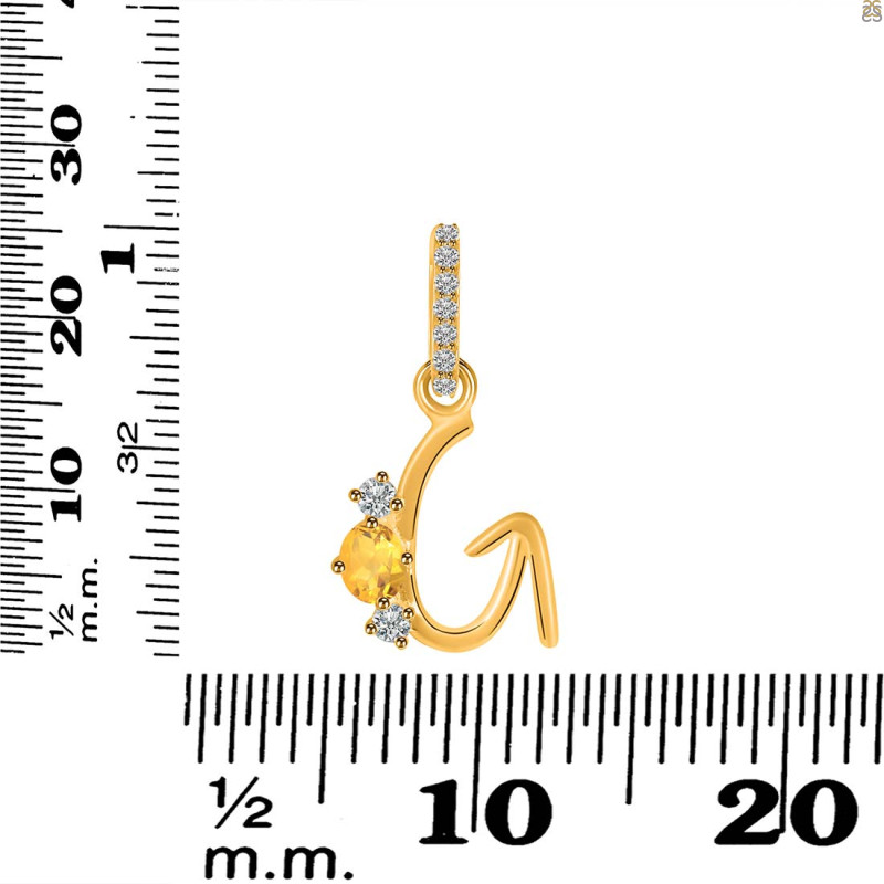 Citrine & White Topaz Alphabet G Pendant CIT-RDA-85.