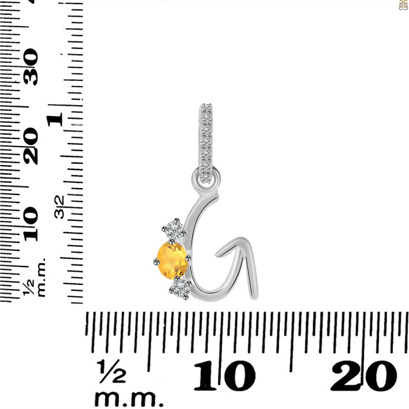 Citrine & White Topaz Alphabet G Pendant CIT-RDA-85.