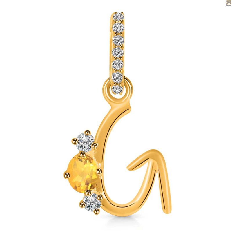 Citrine & White Topaz Alphabet G Pendant CIT-RDA-85.
