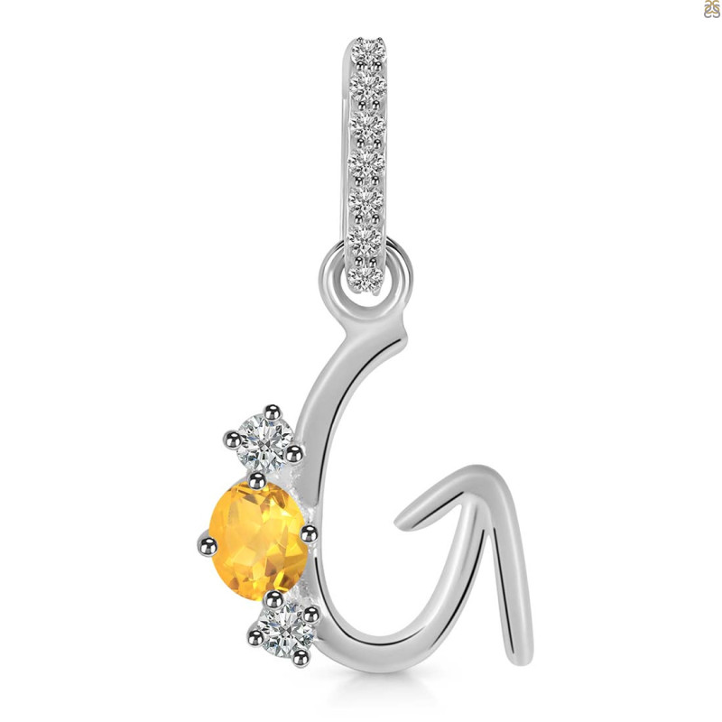 Citrine & White Topaz Alphabet G Pendant CIT-RDA-85.