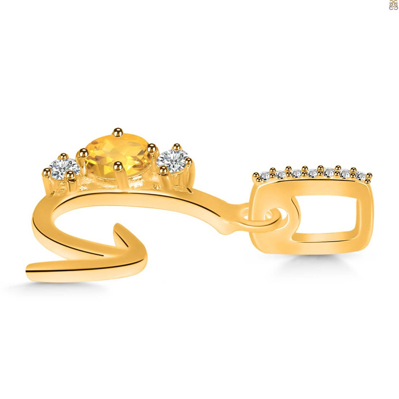Citrine & White Topaz Alphabet G Pendant CIT-RDA-85.