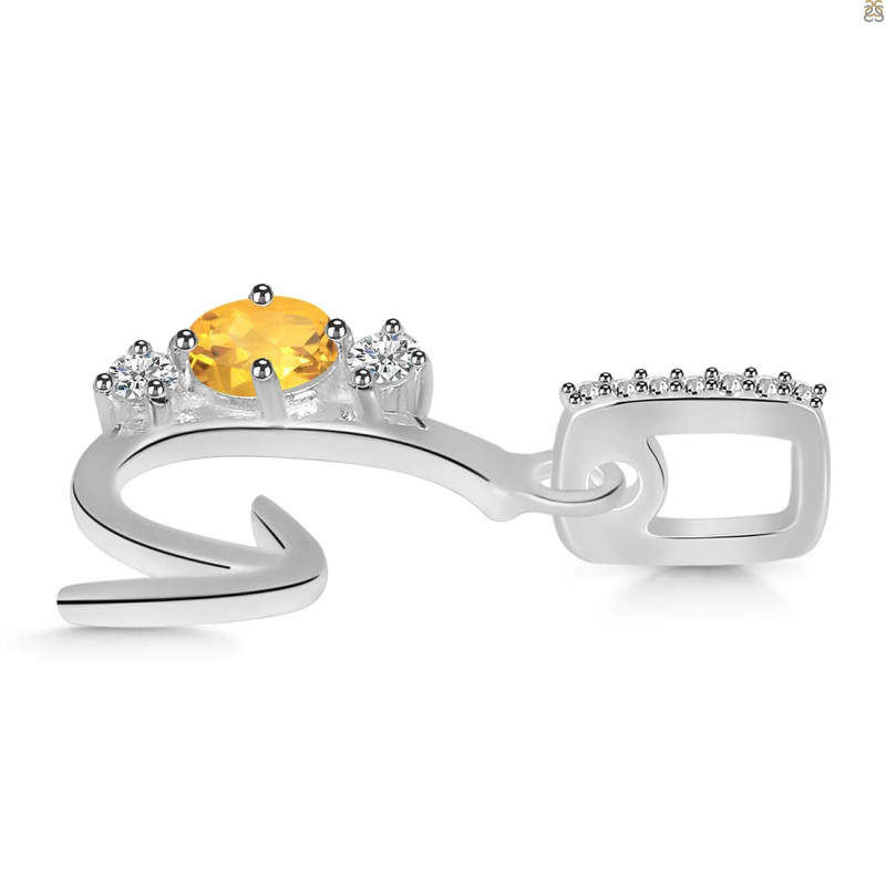 Citrine & White Topaz Alphabet G Pendant