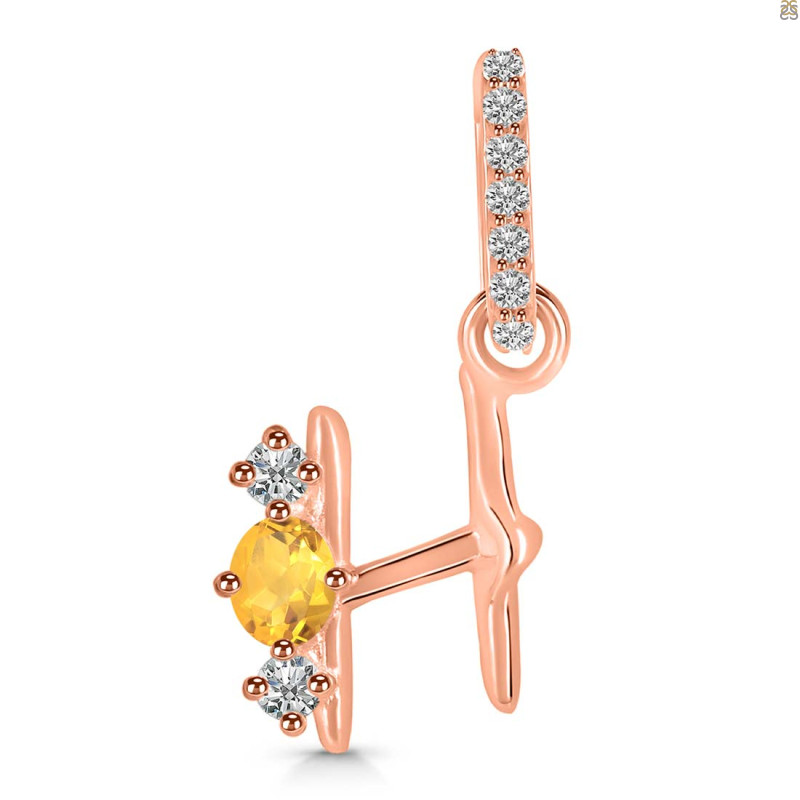 Citrine & White Topaz Alphabet H Pendant CIT-RDA-86.