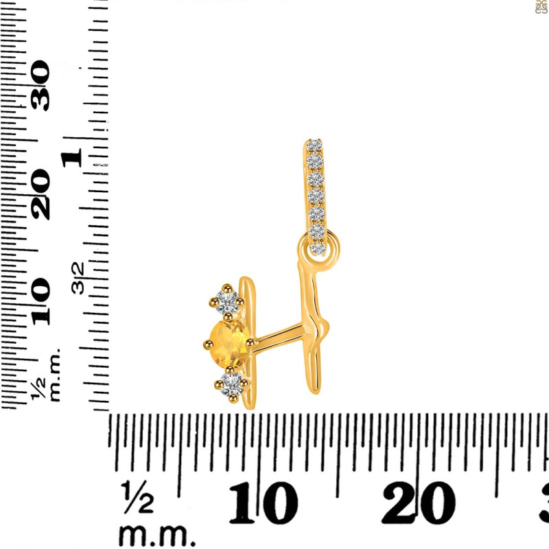 Citrine & White Topaz Alphabet H Pendant CIT-RDA-86.