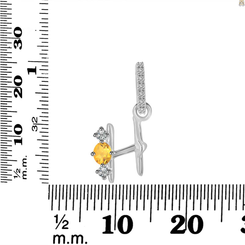 Citrine & White Topaz Alphabet H Pendant CIT-RDA-86.