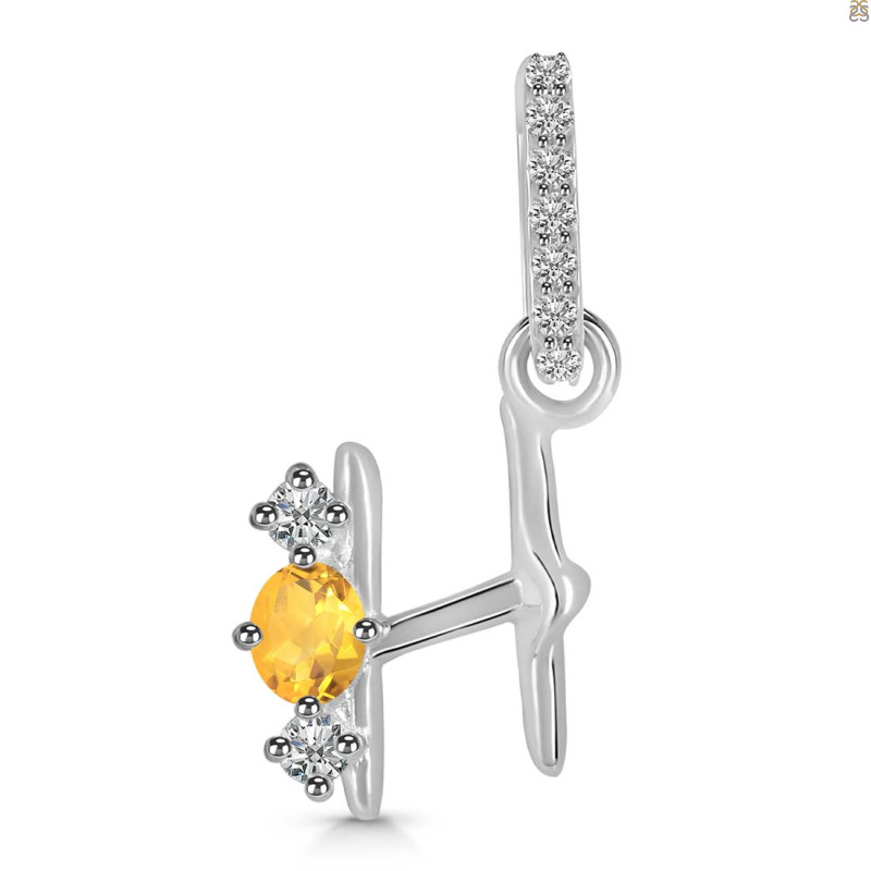 Citrine & White Topaz Alphabet H Pendant CIT-RDA-86.