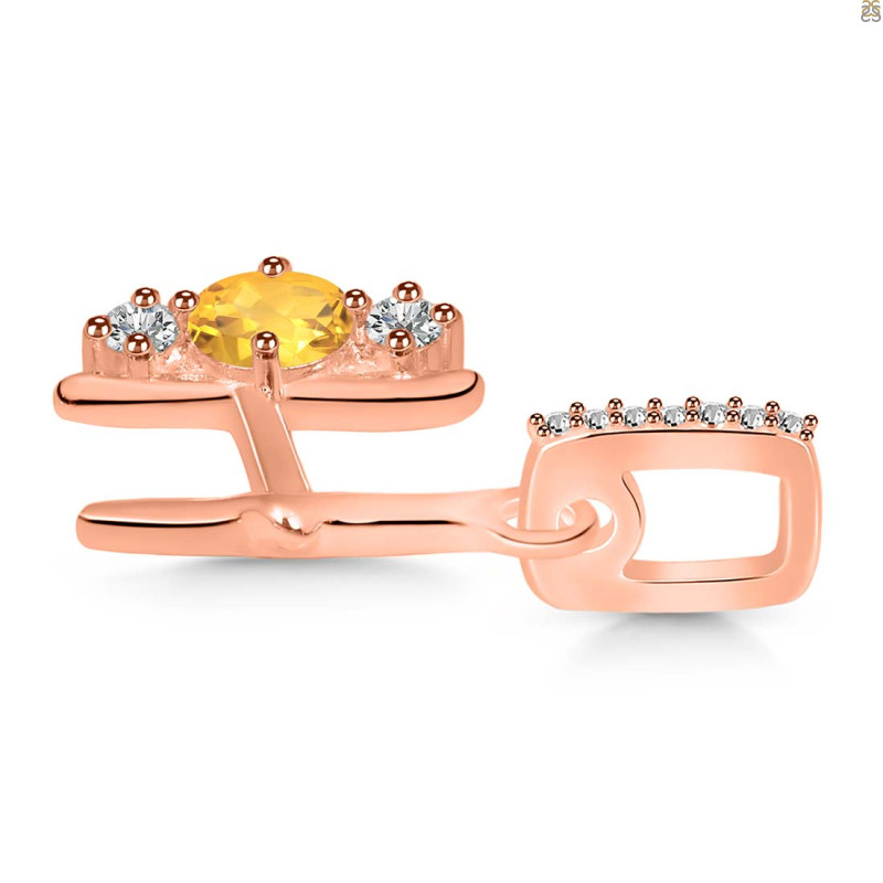 Citrine & White Topaz Alphabet H Pendant CIT-RDA-86.