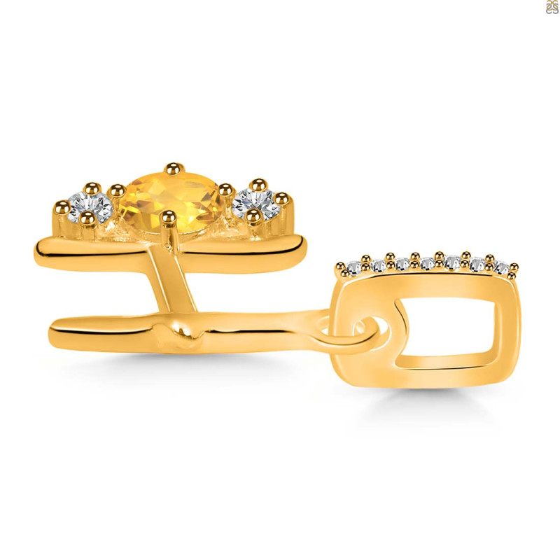 Citrine & White Topaz Alphabet H Pendant CIT-RDA-86.