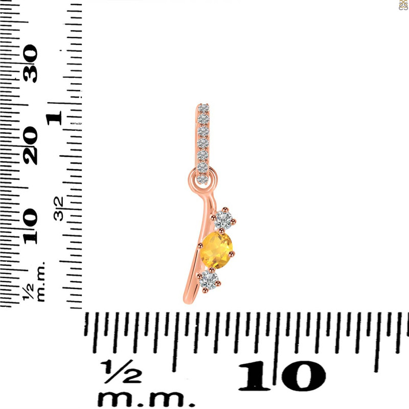 Citrine & White Topaz Alphabet I Pendant CIT-RDA-87.