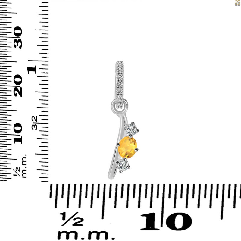 Citrine & White Topaz Alphabet I Pendant CIT-RDA-87.