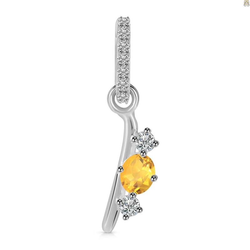 Citrine & White Topaz Alphabet I Pendant CIT-RDA-87.