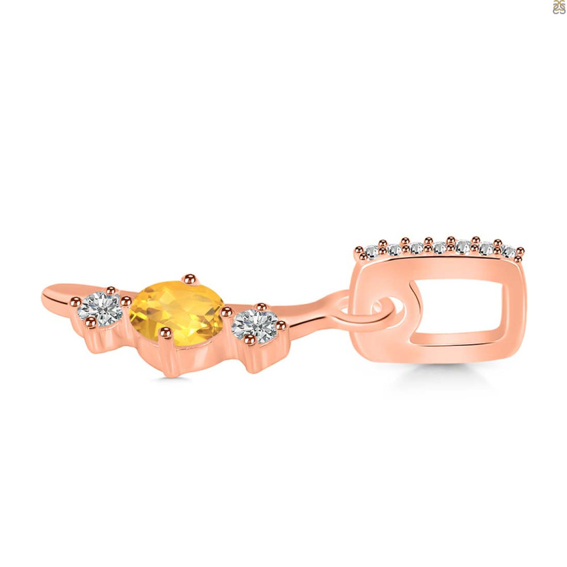 Citrine & White Topaz Alphabet I Pendant CIT-RDA-87.