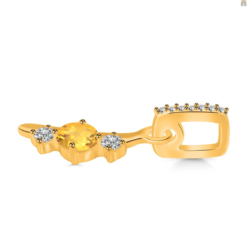 Citrine & White Topaz Alphabet I Pendant CIT-RDA-87.