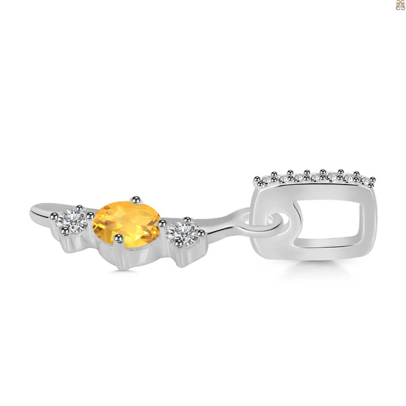 Citrine & White Topaz Alphabet I Pendant
