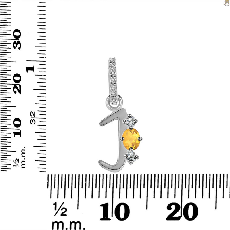 Citrine & White Topaz Alphabet J Pendant CIT-RDA-88.