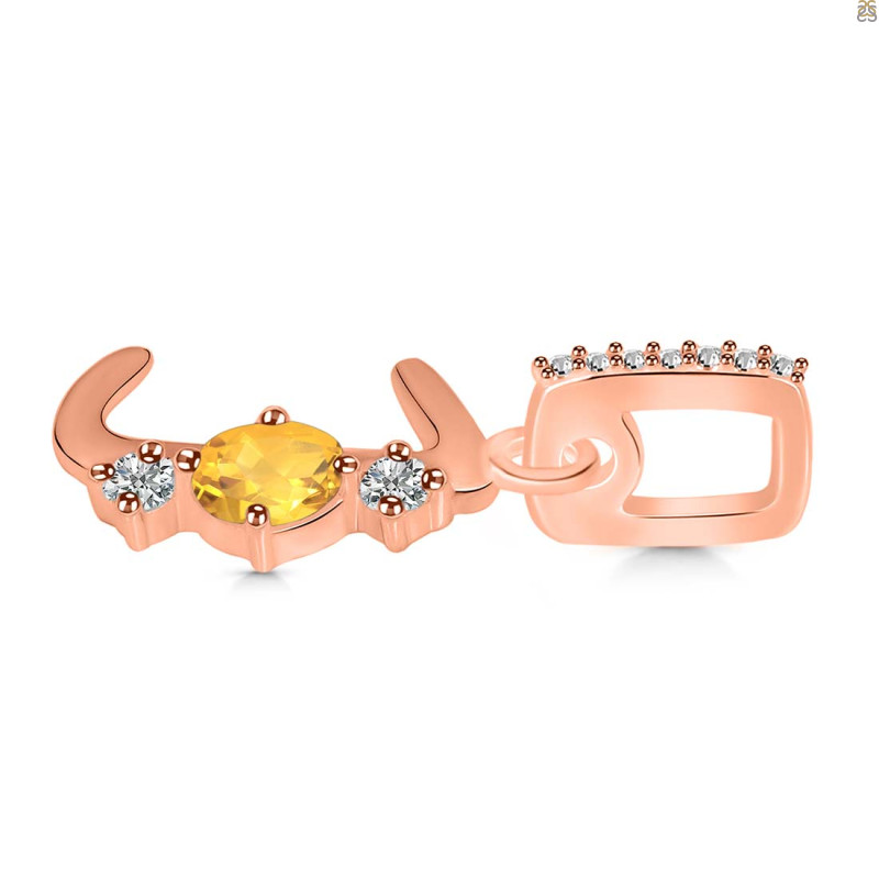 Citrine & White Topaz Alphabet J Pendant CIT-RDA-88.
