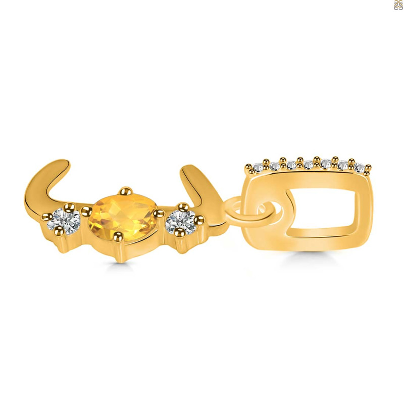 Citrine & White Topaz Alphabet J Pendant CIT-RDA-88.