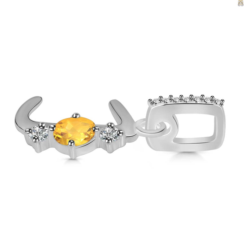 Citrine & White Topaz Alphabet J Pendant