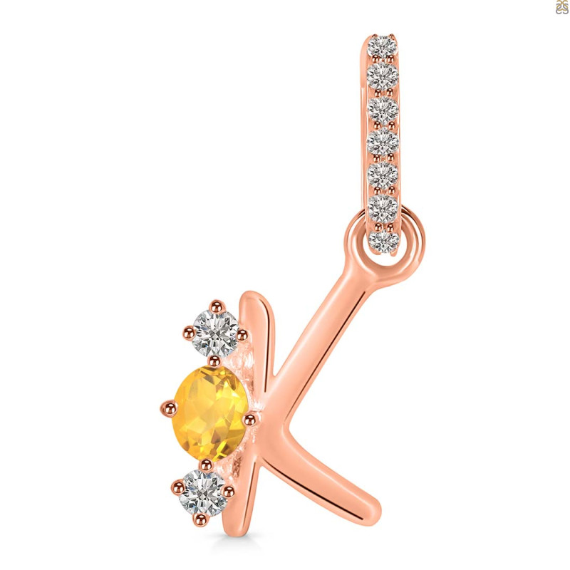 Citrine & White Topaz Alphabet K Pendant CIT-RDA-89.