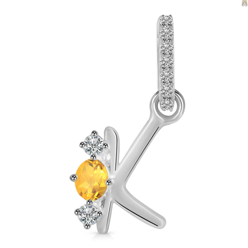 Citrine & White Topaz Alphabet K Pendant CIT-RDA-89.