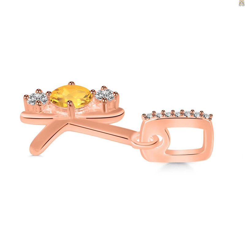Citrine & White Topaz Alphabet K Pendant CIT-RDA-89.
