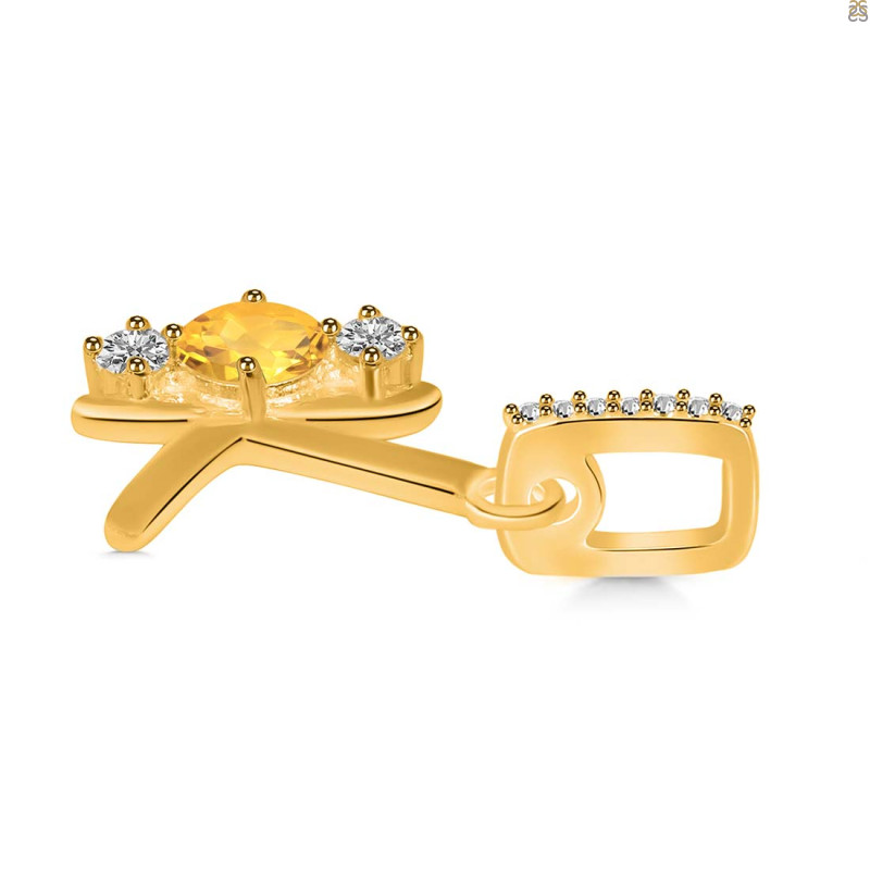 Citrine & White Topaz Alphabet K Pendant CIT-RDA-89.