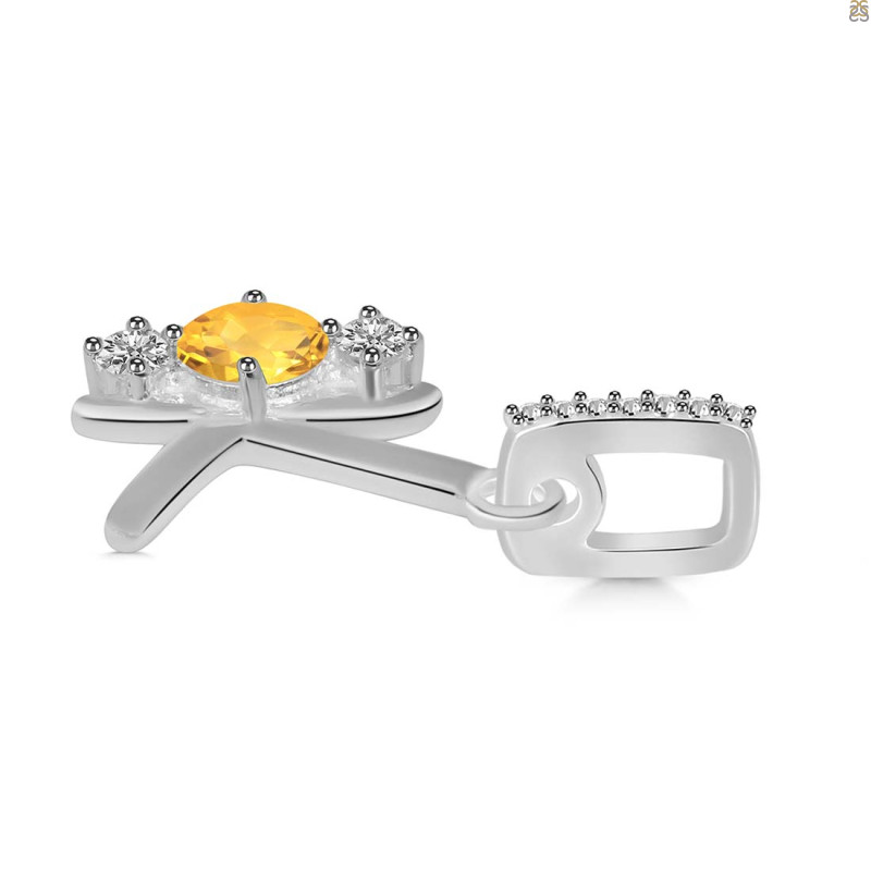 Citrine & White Topaz Alphabet K Pendant