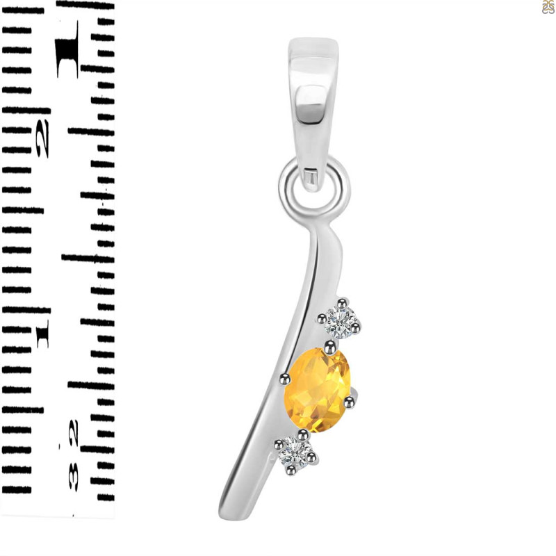 Citrine & White Topaz Alphabet I Pendant CIT-RDA-9.