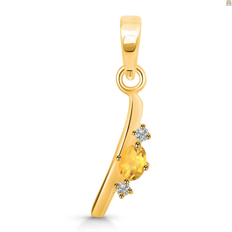 Citrine & White Topaz Alphabet I Pendant CIT-RDA-9.