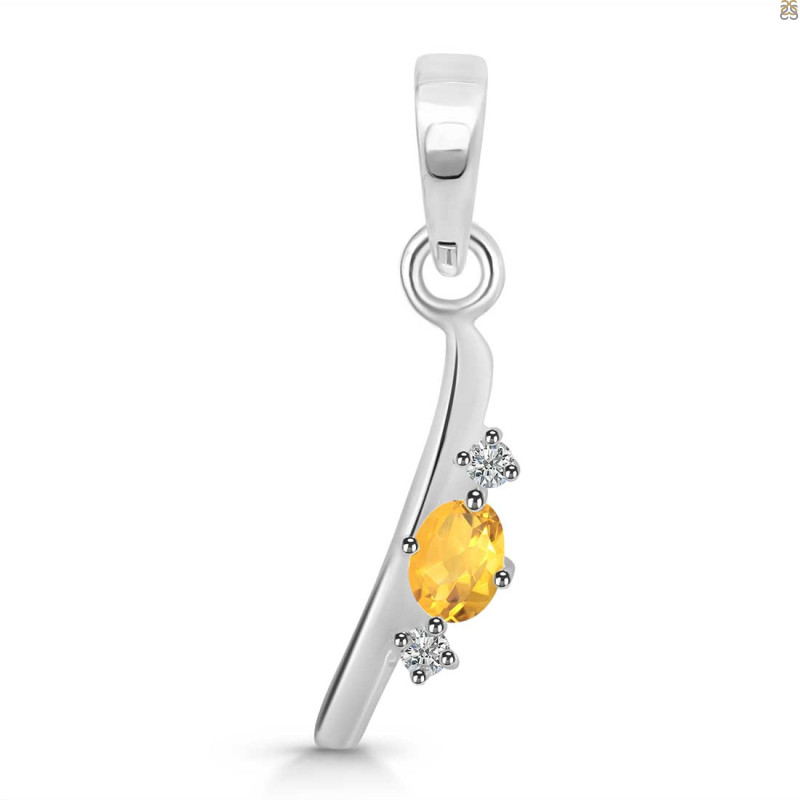 Citrine & White Topaz Alphabet I Pendant CIT-RDA-9.