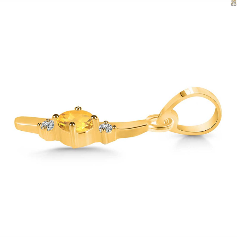 Citrine & White Topaz Alphabet I Pendant CIT-RDA-9.