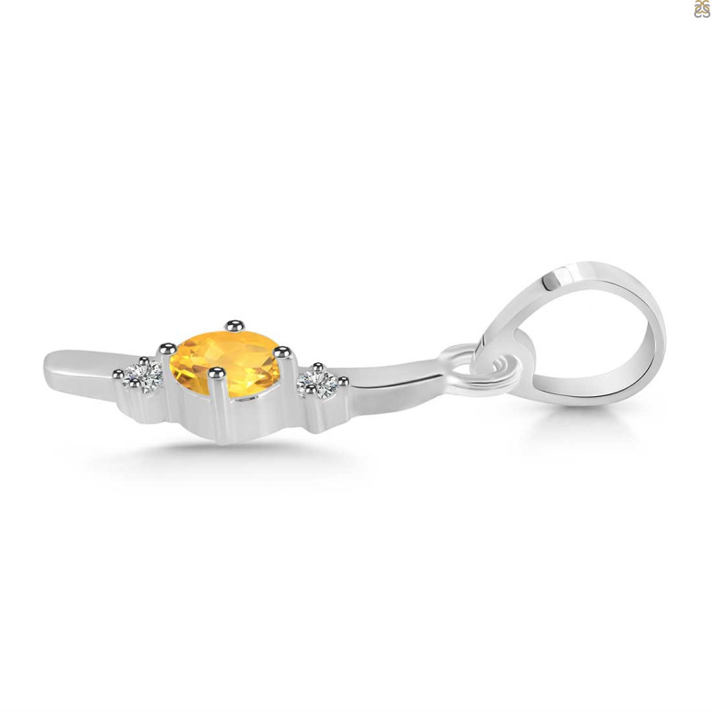 Citrine & White Topaz Alphabet I Pendant