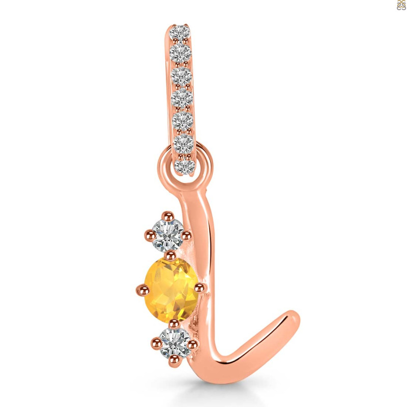 Citrine & White Topaz Alphabet L Pendant CIT-RDA-90.