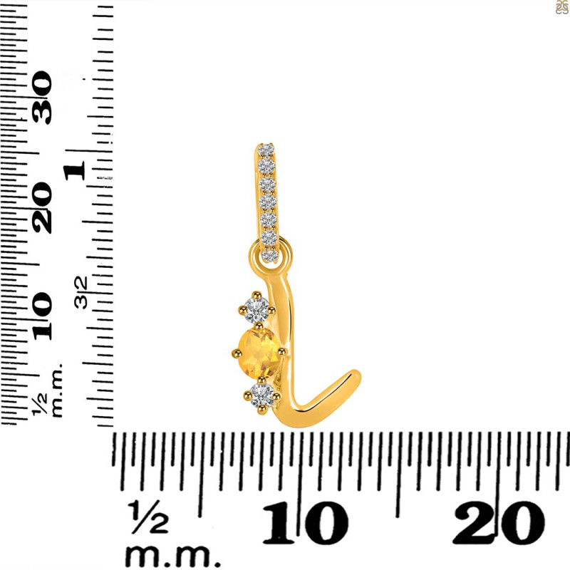 Citrine & White Topaz Alphabet L Pendant CIT-RDA-90.