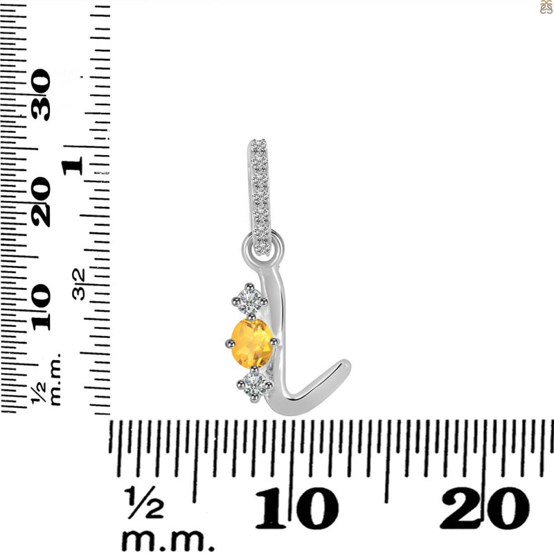 Citrine & White Topaz Alphabet L Pendant CIT-RDA-90.