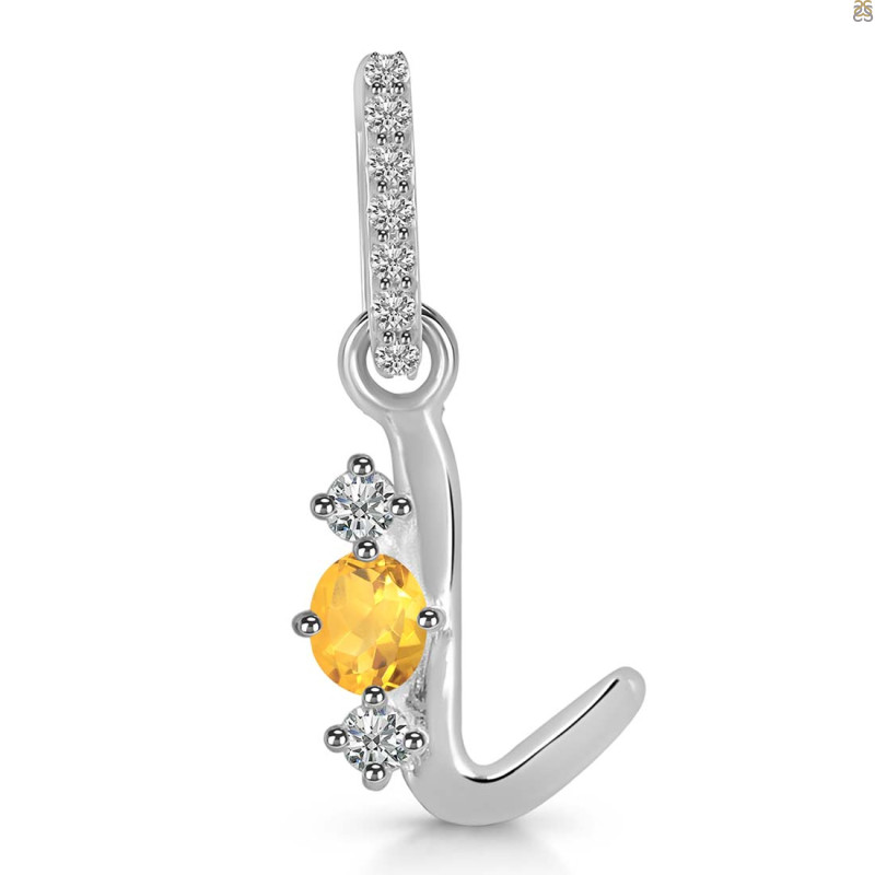 Citrine & White Topaz Alphabet L Pendant CIT-RDA-90.