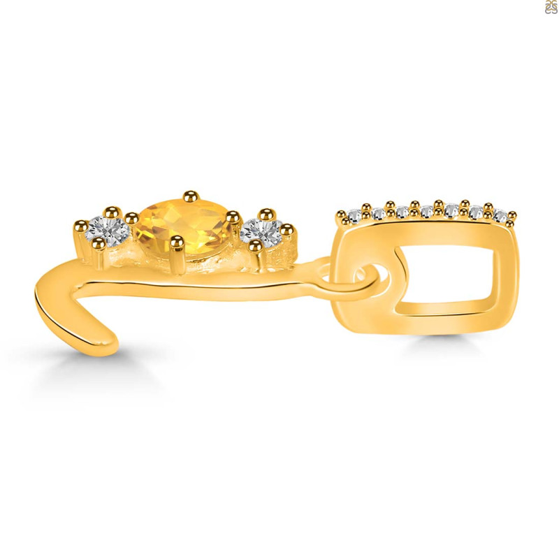 Citrine & White Topaz Alphabet L Pendant CIT-RDA-90.