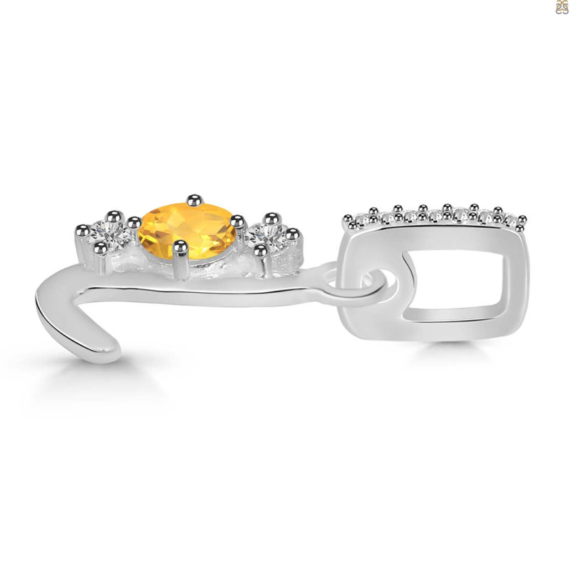 Citrine & White Topaz Alphabet L Pendant