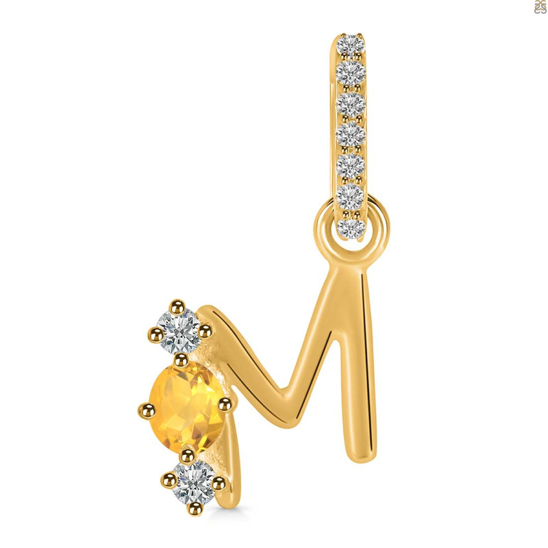 Citrine & White Topaz Alphabet M Pendant CIT-RDA-91.