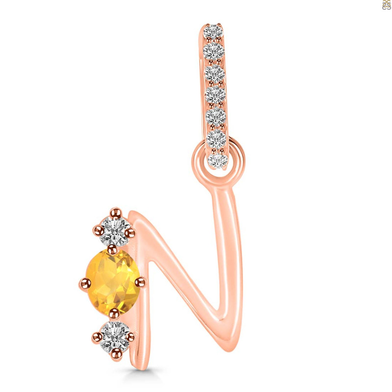 Citrine & White Topaz Alphabet N Pendant CIT-RDA-92.