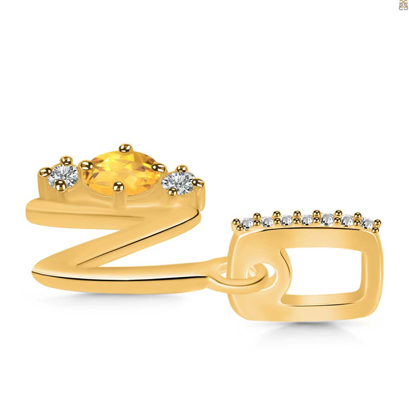 Citrine & White Topaz Alphabet N Pendant CIT-RDA-92.